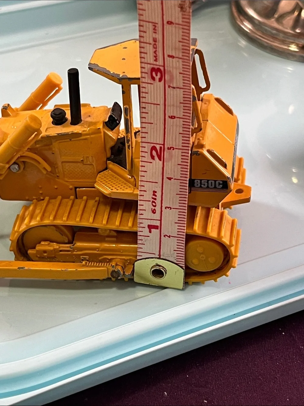 John Deere Yellow Metal Crawler Bulldozer Toy with Black Accents